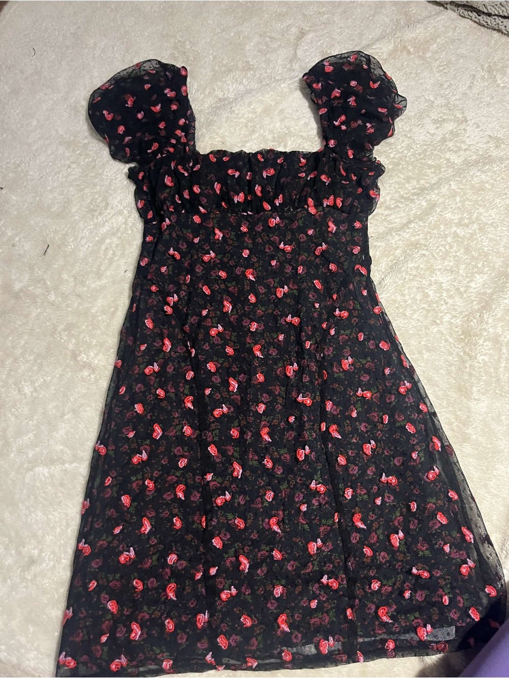 Free people black flower mini dress